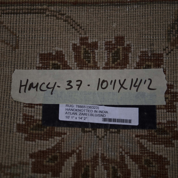 10x14 India Jaipur Blue Gold Wool Rectangular Rug