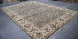 10x14 India Oushak Grey Blue Wool Rectangular Rug