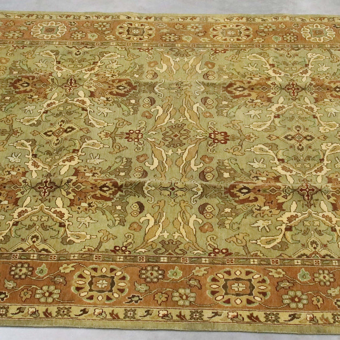 8x10 India Jaipur Green Gold Wool Rectangular Rug