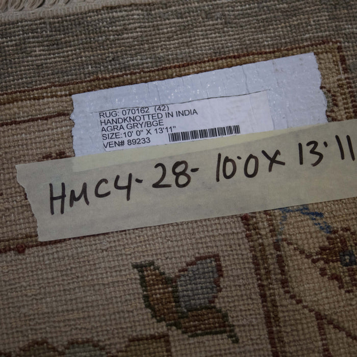 10x13 India Oushak Grey Blue Wool Rectangular Rug