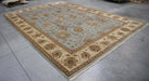 9x14 India Oushak Blue Grey Wool Rectangular Rug