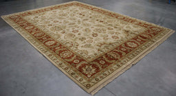 9x12 India Jaipur Ivory Terracotta Wool Rectangular Rug