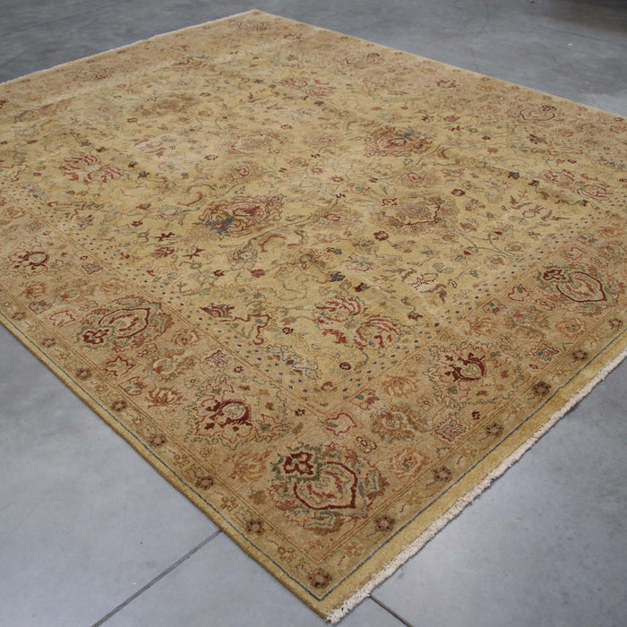 8x10 India Oushak Brown Gold Wool Rectangular Rug