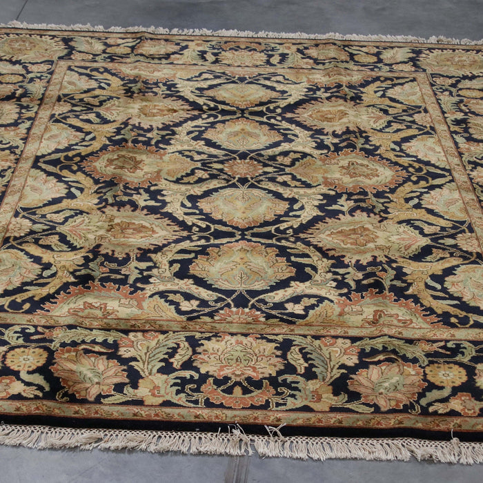 8x9 India Jaipur Black Wool Rectangular Rug