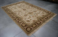 6x9 India Jaipur Ivory Brown Wool Rectangular Rug