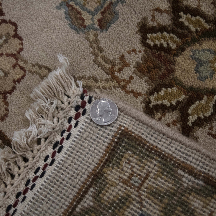 6x9 India Jaipur Ivory Brown Wool Rectangular Rug