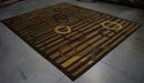 8x10 India Abstract Modern Contemporary Brown Green Wool Rectangular Rug