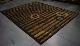 8x10 India Abstract Modern Contemporary Brown Green Wool Rectangular Rug