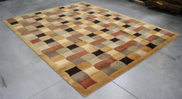 8x10 India Abstract Modern Contemporary Multicolored Brown Wool Rectangular Rug