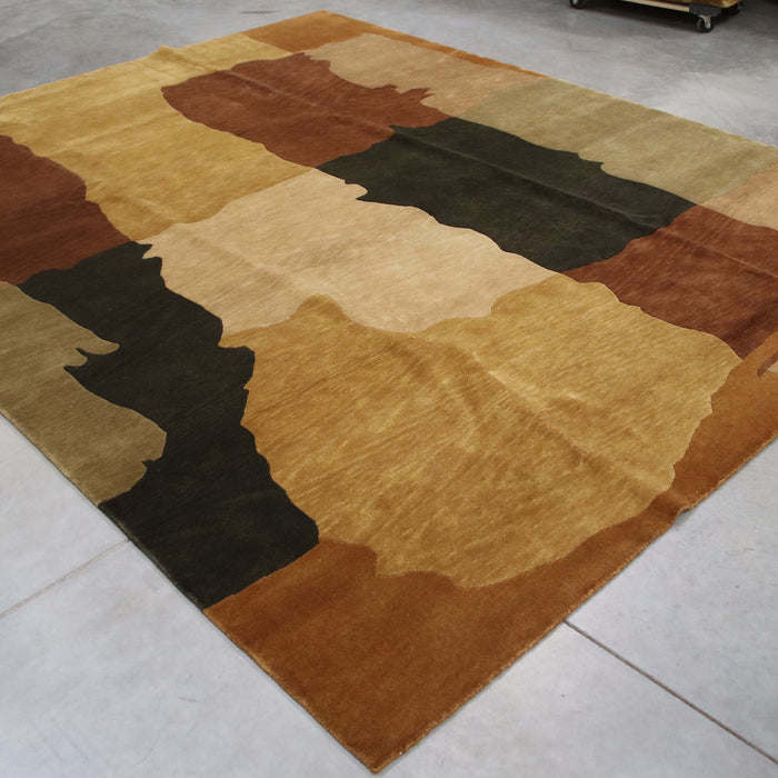 8x9 India Abstract Modern Contemporary Multicolored Brown Wool Rectangular Rug