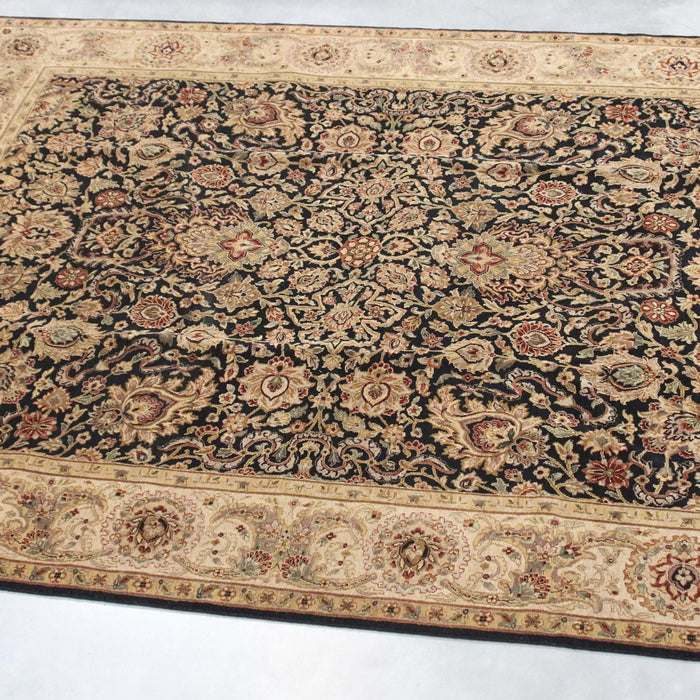 8x10 India Jaipur Black Brown Wool Rectangular Rug