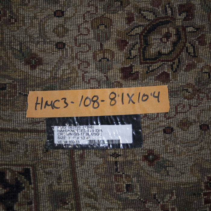 8x10 India Jaipur Black Brown Wool Rectangular Rug