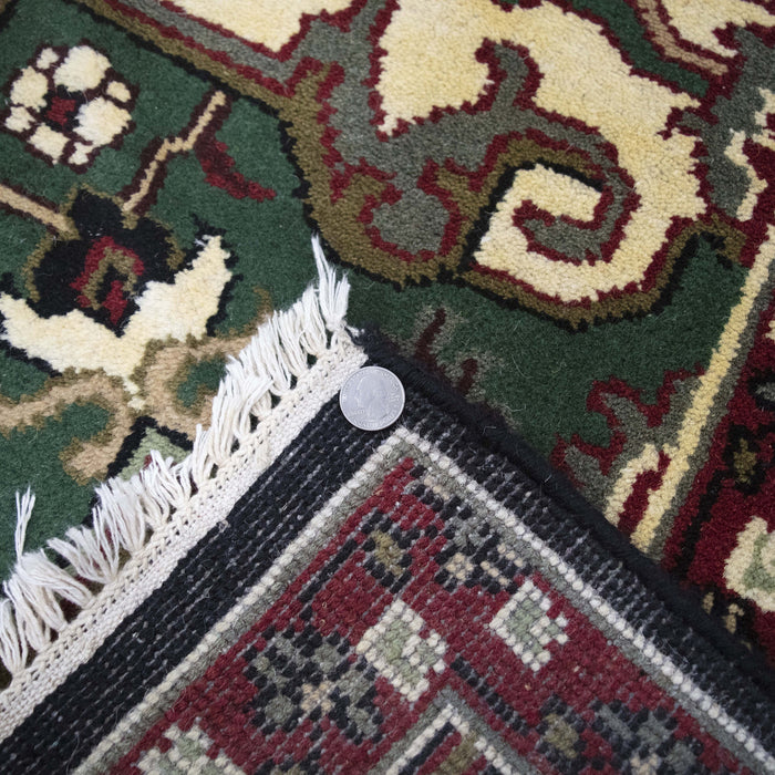 8x10 India Geometric Persian Heriz Red Black Wool Rectangular Rug