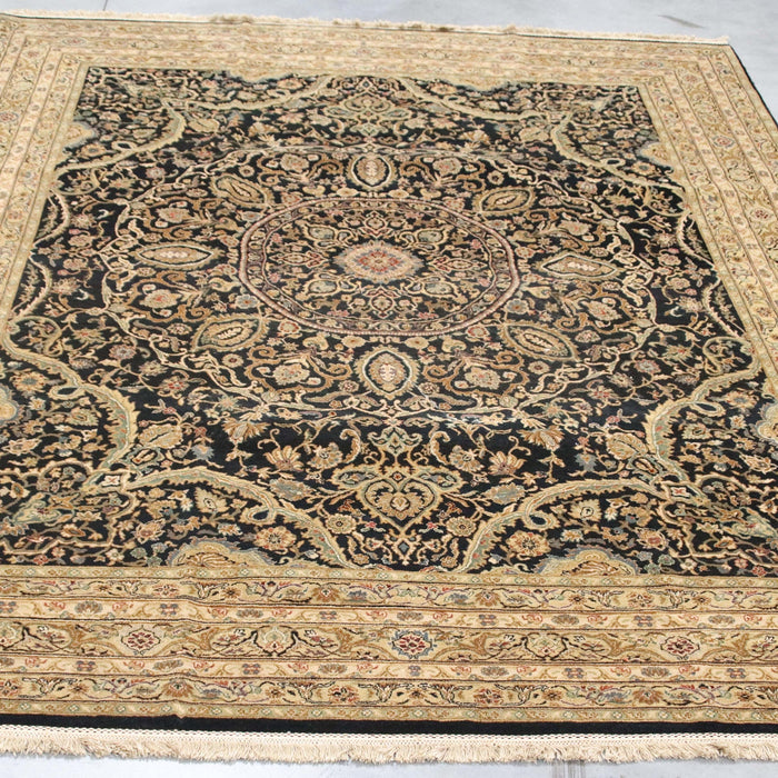 7x10 India Jaipur Black Gold Wool Rectangular Rug