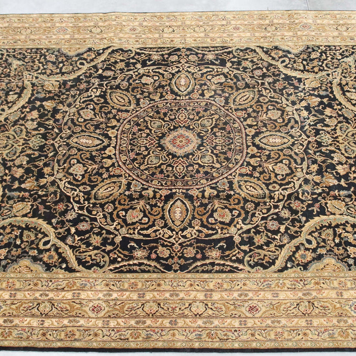 7x10 India Jaipur Black Gold Wool Rectangular Rug