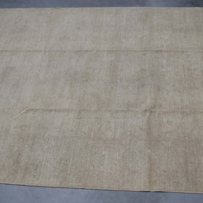 8x10 India Oushak Ivory Wool Rectangular Rug