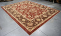 8x11 India Oushak Terracotta Brown Wool Rectangular Rug