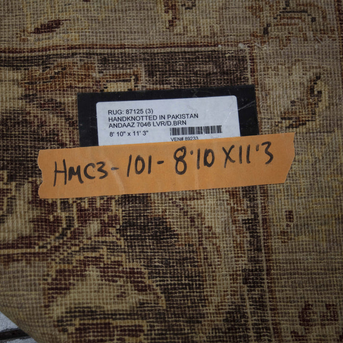 8x11 India Oushak Terracotta Brown Wool Rectangular Rug