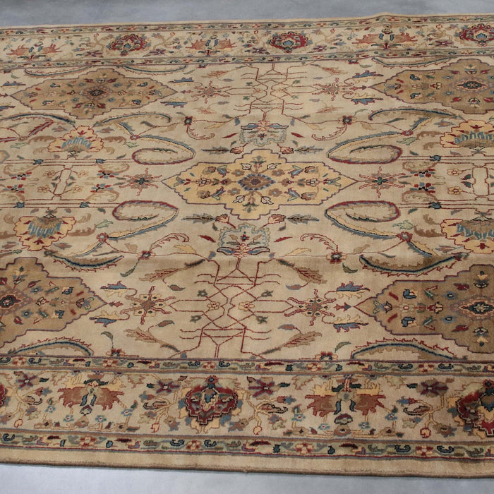8x10 India Jaipur Ivory Brown Wool Rectangular Rug