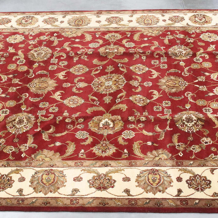 7x10 India Jaipur Red Burgundy Ivory Wool Rectangular Rug
