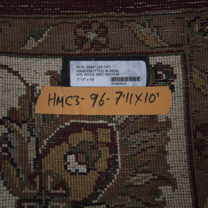 7x10 India Jaipur Red Burgundy Ivory Wool Rectangular Rug