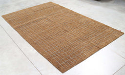 5x8 India Abstract Modern Contemporary Brown Blue Wool and Silk Rectangular Rug