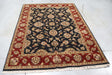 4x7 India Jaipur Black Red Burgundy Wool Rectangular Rug