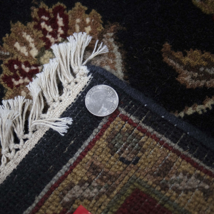 4x7 India Jaipur Black Red Burgundy Wool Rectangular Rug