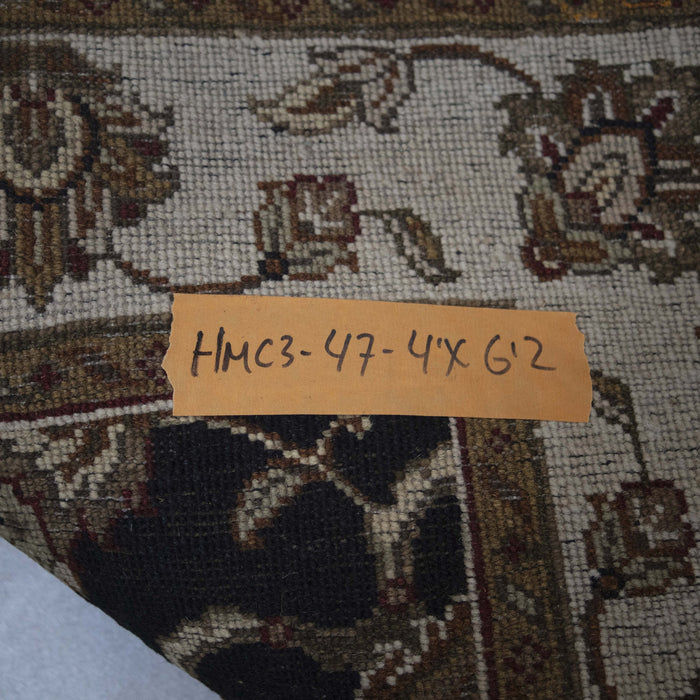 4x6 India Jaipur Black Ivory Wool Rectangular Rug