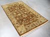 4x6 India Jaipur Brown Green Wool Rectangular Rug