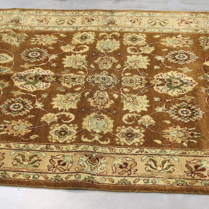 4x6 India Jaipur Brown Green Wool Rectangular Rug