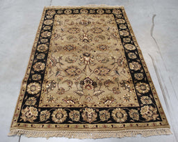 3x6 India Jaipur Green Black Wool Rectangular Rug