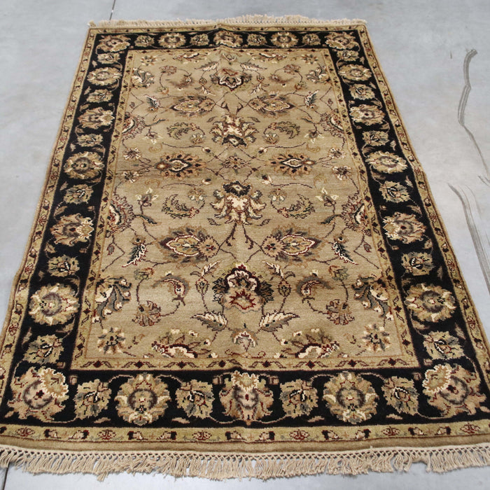 3x6 India Jaipur Green Black Wool Rectangular Rug