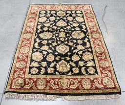 3x6 India Jaipur Black Red Wool Rectangular Rug