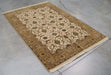 4x6 India Jaipur Ivory Brown Wool Rectangular Rug