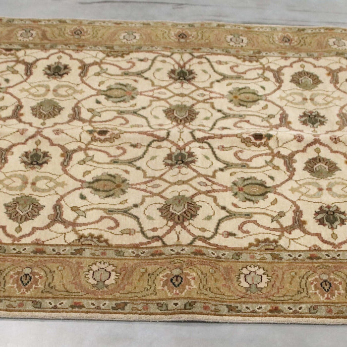 4x6 India Jaipur Ivory Brown Wool Rectangular Rug