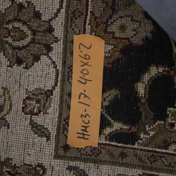 4x6 India Jaipur Black Ivory Wool Rectangular Rug