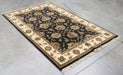 4x6 India Jaipur Black Ivory Wool Rectangular Rug