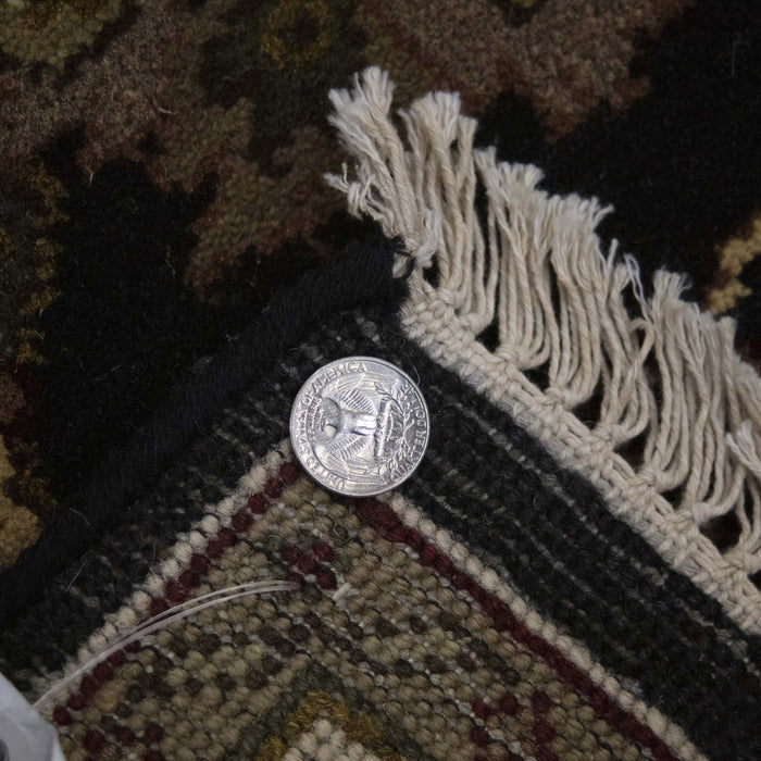 4x6 India Jaipur Black Ivory Wool Rectangular Rug