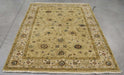4x6 India Oushak Gold Ivory Wool Rectangular Rug
