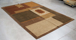 6x9 India Abstract Modern Contemporary Multicolored Brown Wool and Silk Rectangular Rug
