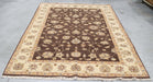 6x9 India Oushak Brown Ivory Wool Rectangular Rug