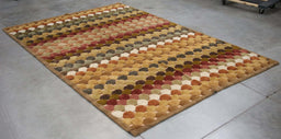 5x9 India Abstract Modern Contemporary Textured Multicolored Brown Wool Rectangular Rug