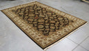 6x8 India Jaipur Brown Ivory Wool Rectangular Rug