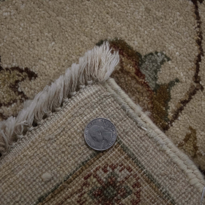 6x9 India Oushak Ivory Brown Wool Rectangular Rug