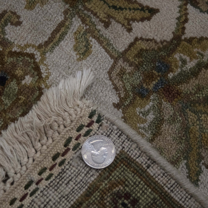 6x9 India Jaipur Ivory Brown Wool Rectangular Rug