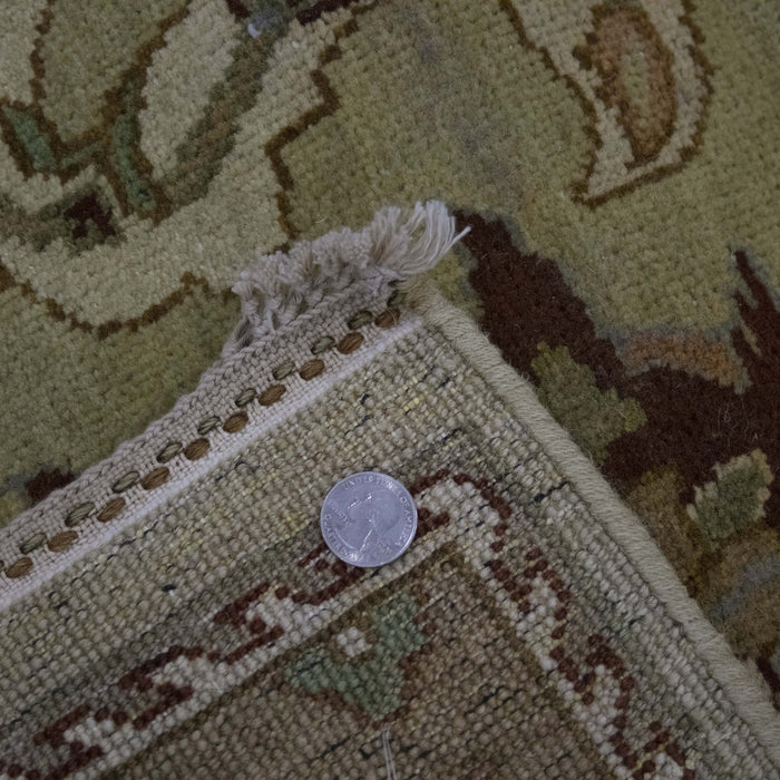 5x9 India Jaipur Green Gold Wool Rectangular Rug