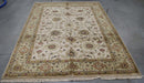 6x9 India Jaipur Ivory Green Wool Rectangular Rug