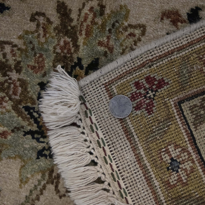 6x9 India Jaipur Ivory Green Wool Rectangular Rug