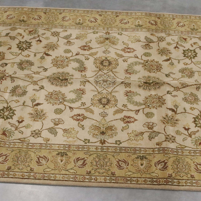 6x8 India Jaipur Ivory Gold Wool Rectangular Rug